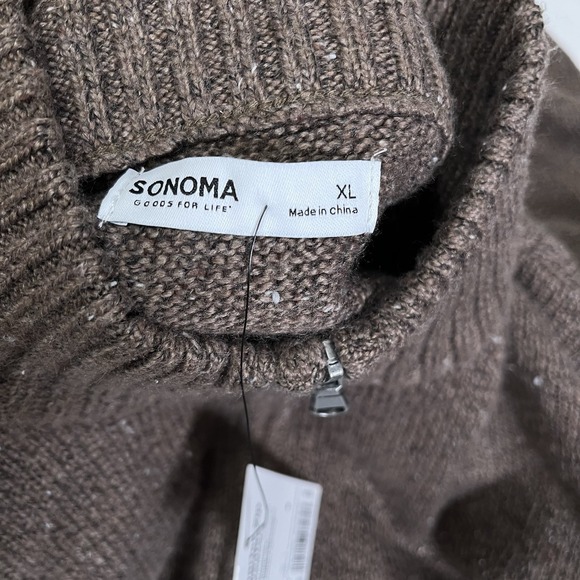 NEW Sonoma Men's Size XL Super Soft Knit 1/4 Zip Sweater Light Brown - Picture 9 of 10